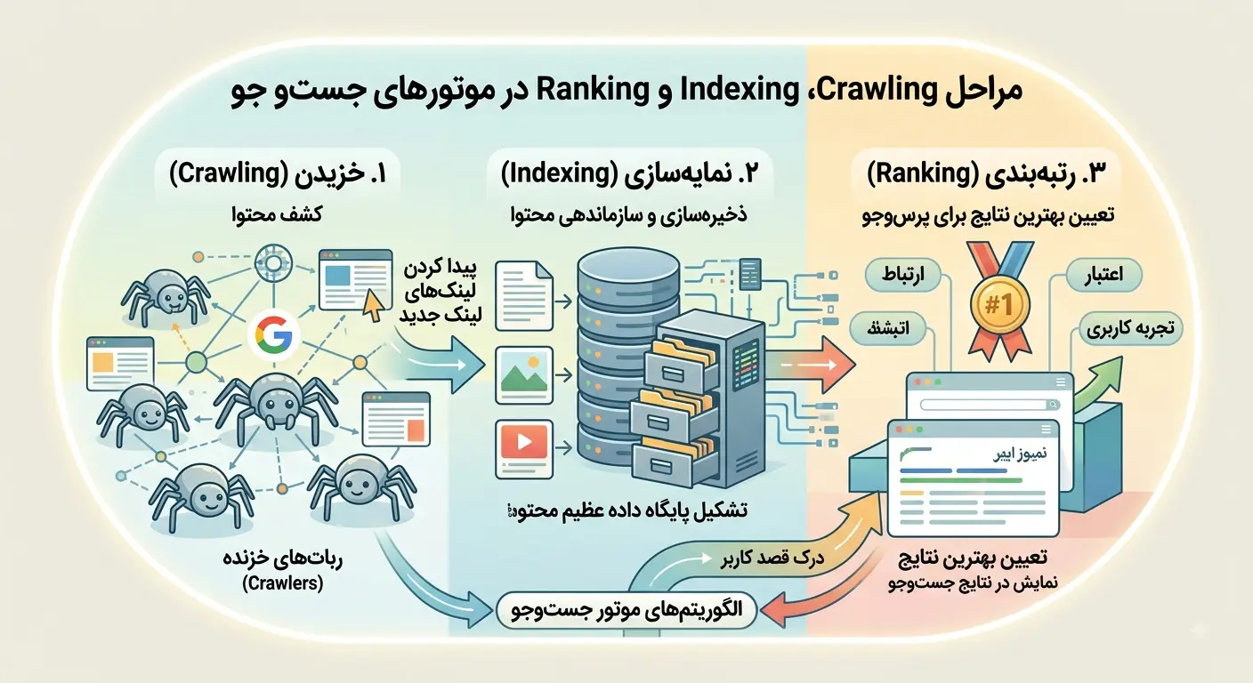 مراحل Crawling Indexing و Ranking در موتورهای جستجو